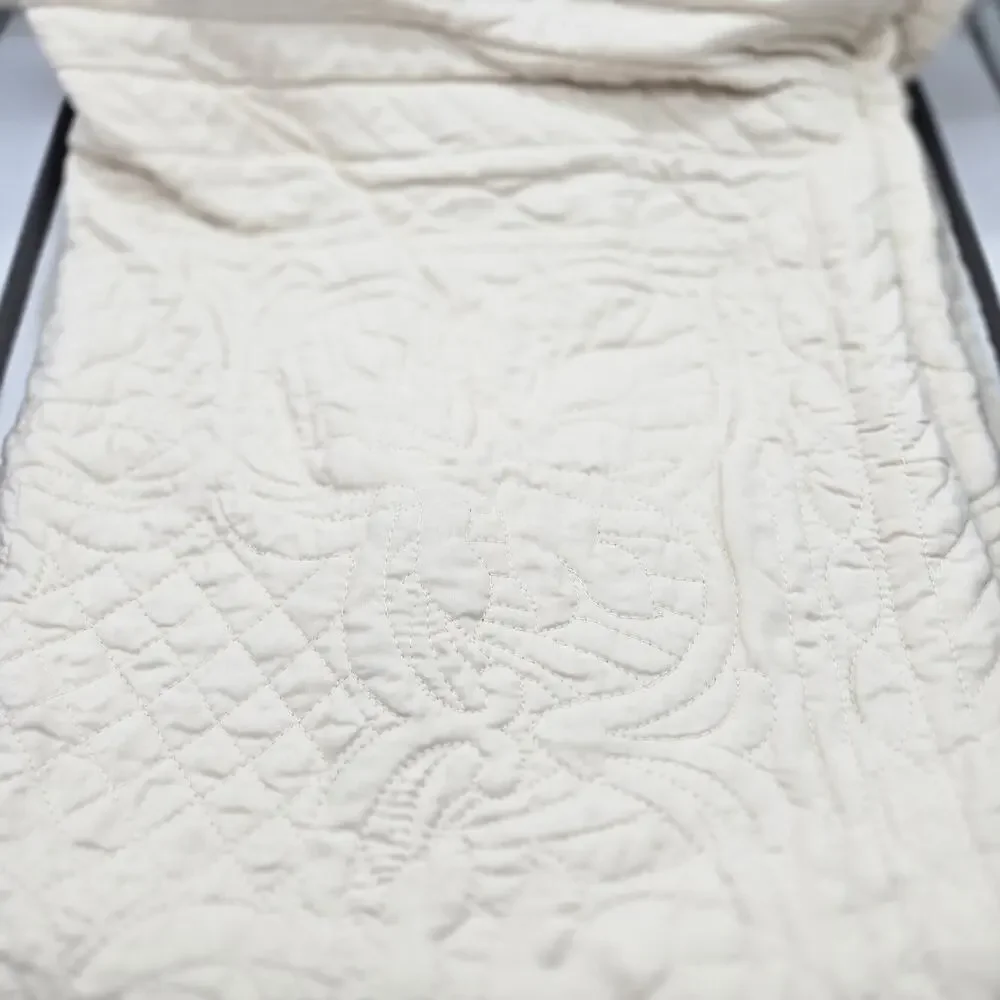 Madison Park 3 PcGenoa Coverlet Set Ivory Full/Queen Org $99 Cottage Farmhouse